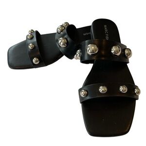 Marc Fisher Black Barrica Slide with Silver Studs size 7